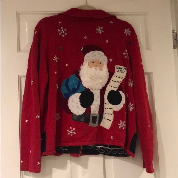🎄UGLY CHRISTMAS Sweater Zip Up Size Large - Picture 6 of 6
